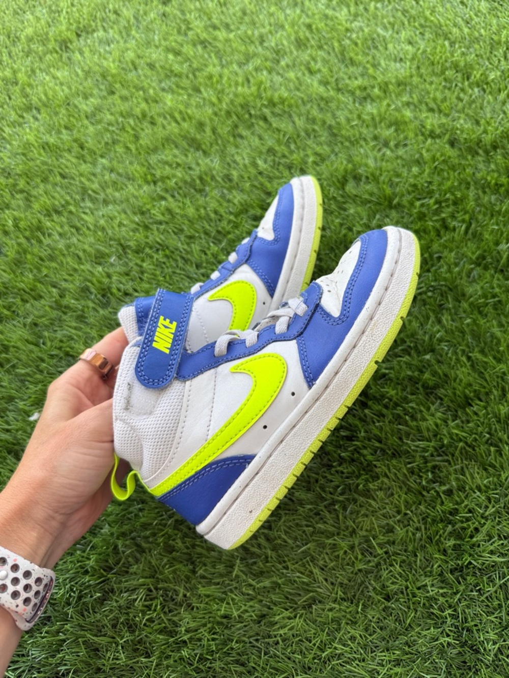 Nike Kids' Blue, White & Neon Green High-Top Sneakers
